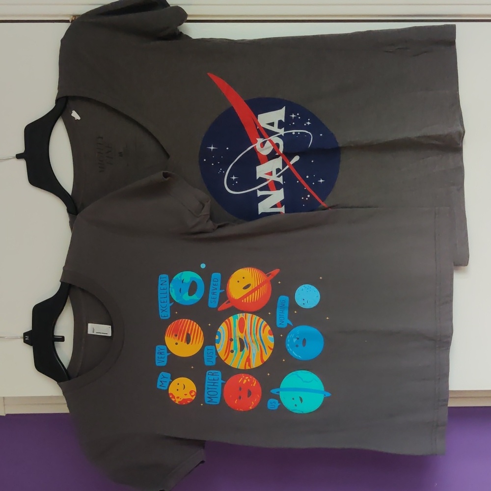 Two space themed shirts